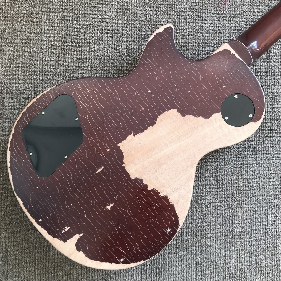 Custom shop, made in China, chitarra elettrica Relic di alta qualità, manico monopezzo, rilegatura tasti, ponte Tune-o-Matic, spedizione gratuita