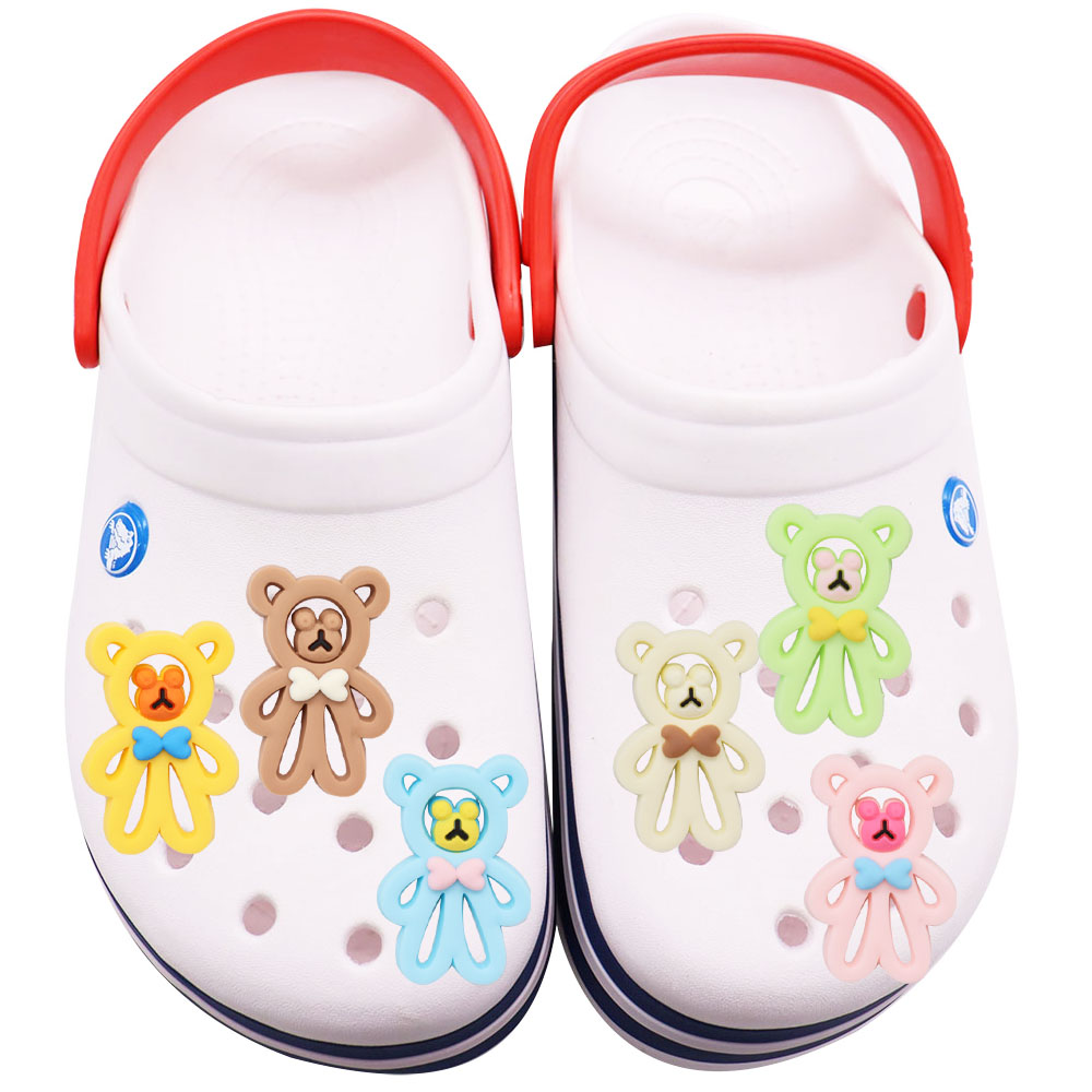 MOQ 20 шт. ПВХ Kawaii красочный медведь милые подвески для сабо сандалии аксессуары для обуви украшение с пряжкой для женщин