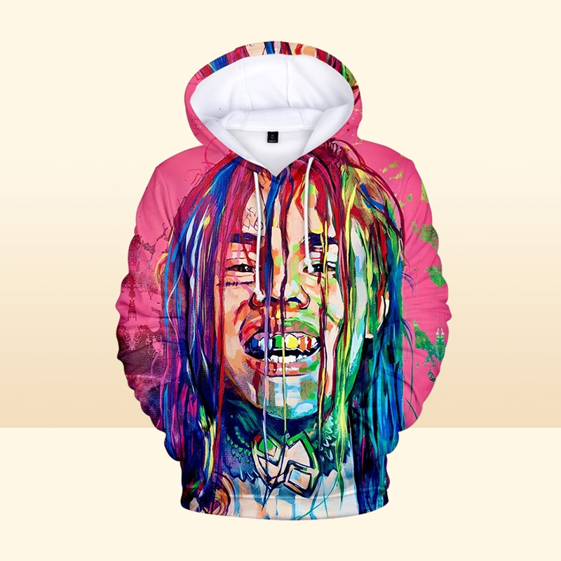 Nowy raper Tekashi69 6ix9ine Tekashi 69 3d Print Womenmen Bluzy Bluzy HARAJUKU Casual Pullover Hooded Obrania 3845854349456