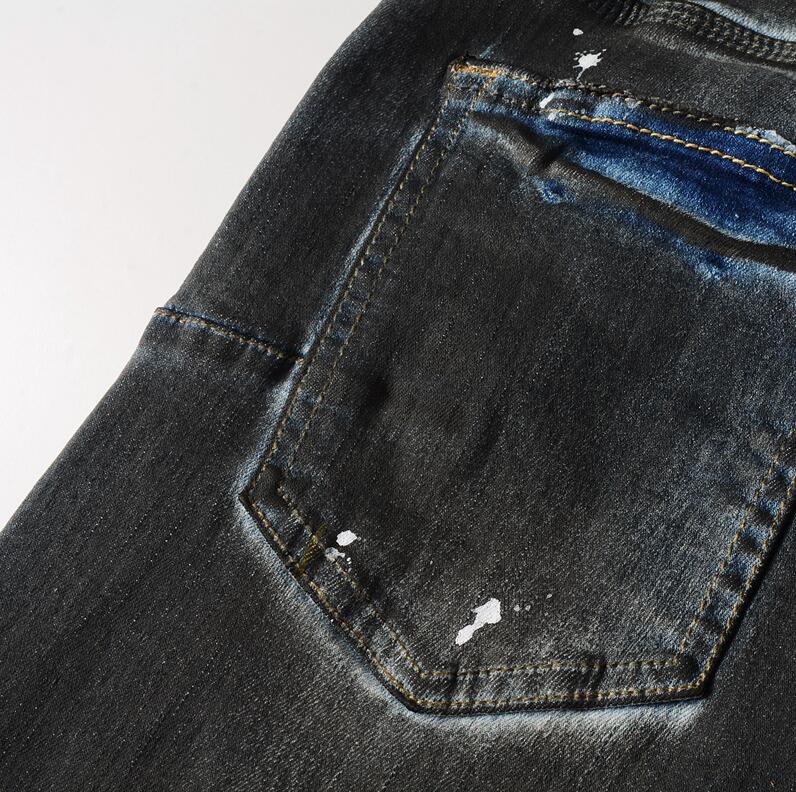 Designer Jeans Mens denim Print Pants Fashion Holes Trouser US Size 28-40 Hip Hop Estressed Zipper Byxor för Male 2023