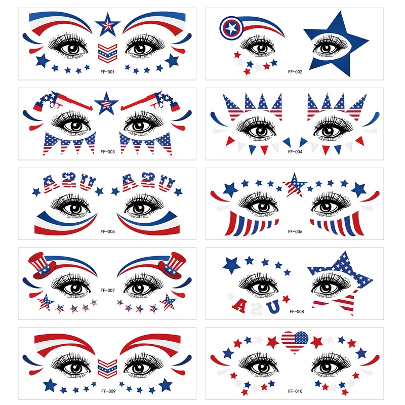 Independence Day Temporary Tattoo Sticker Adult Child Decorations Waterproof Face Tattoo Stickers Memorial Day American Flag
