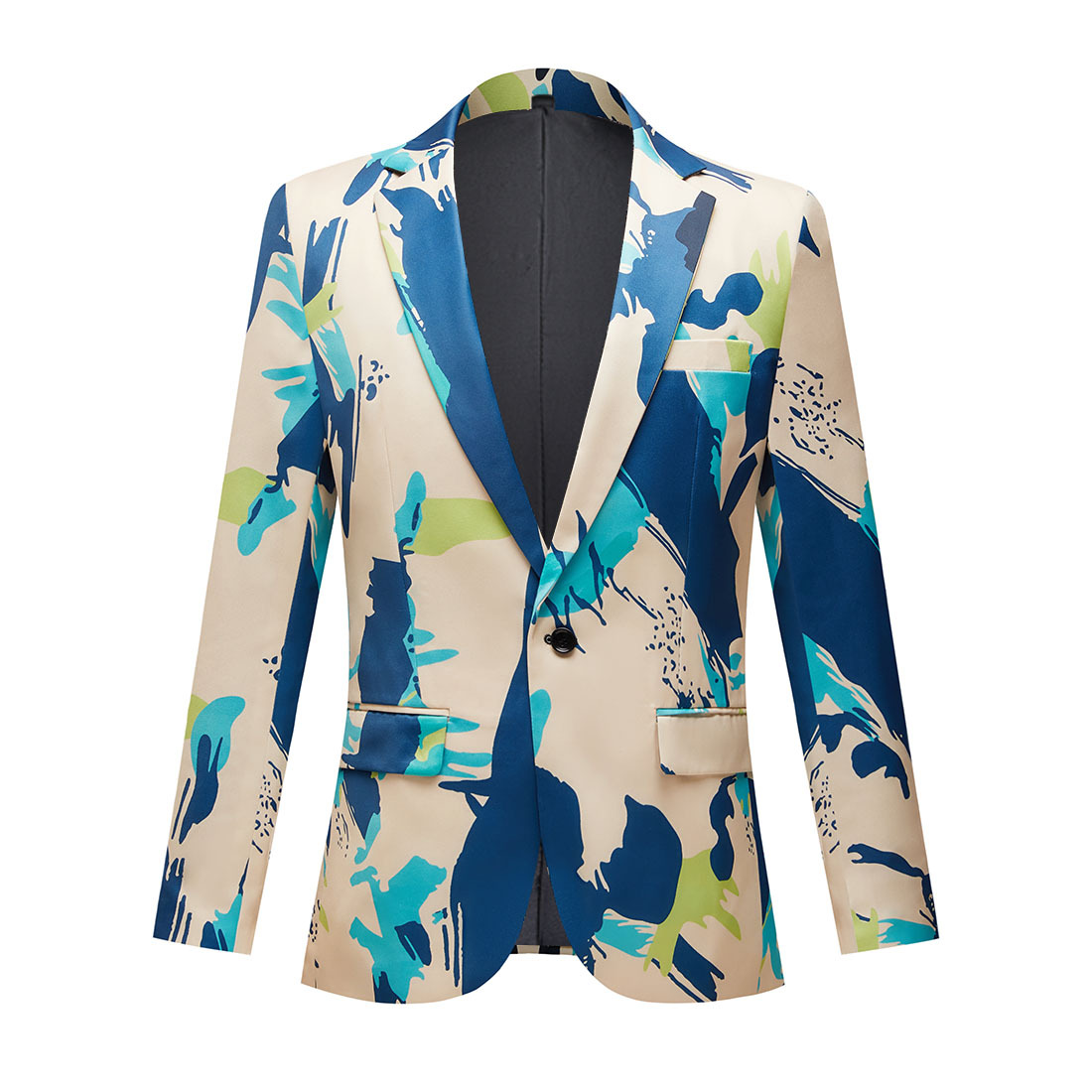 Herrenanzüge, afrikanische Mode, neuer Trend, blau, grün, beige, All-Over-Print-Anzug, lässige Slim-Fit-Jacke, Plus-Size-Design-Blazer