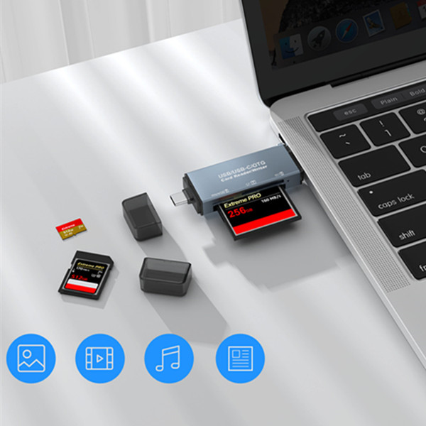 Czytniki karty inteligentnej pamięci YC721 3 w 1 USB 2.0/USB-C/OTG Czytnik karty/pisarz CF/TF/MIRCO SD Type C OTG Flash Drive Cardreader do Smarte