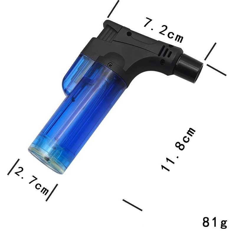 Tändare kök bärbart transparent oljefönster butan ingen gasfackla turbo jet flamma utomhus camping bbq cigarr vindtät lighalt