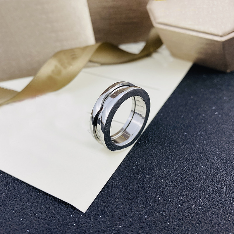 titanium steel love ring silver rose gold ring for lovers white black Ceramic luxury ring For gift