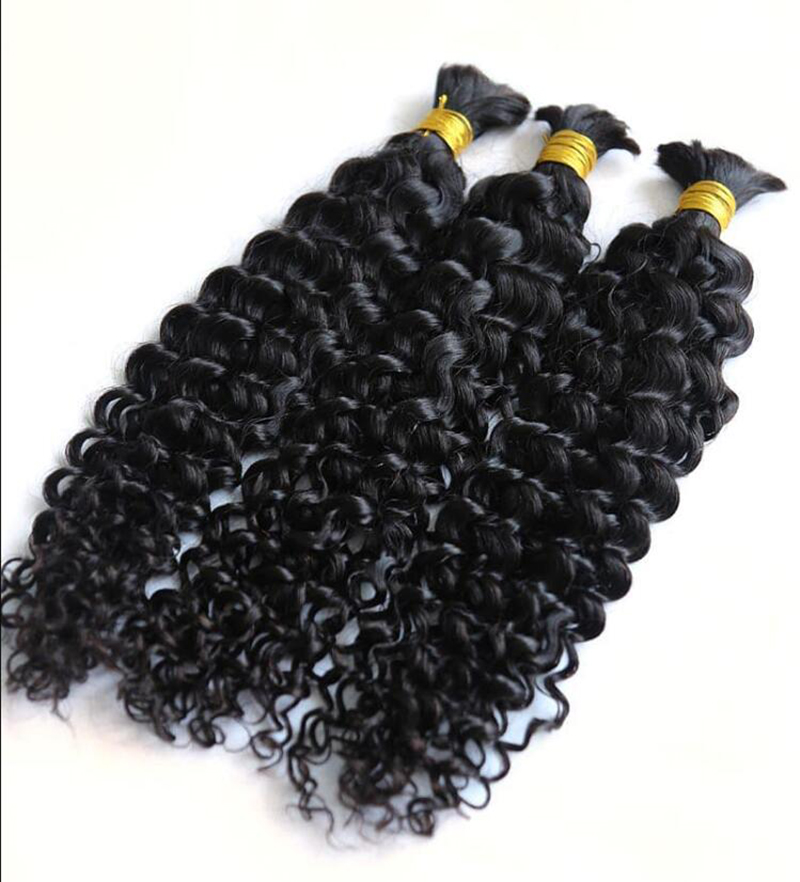 Micro Braiding Hair Human Virgin Hair Bulk Deep Wave No Weft Human Hair Braids Extension för flätning 3 stycken / parti