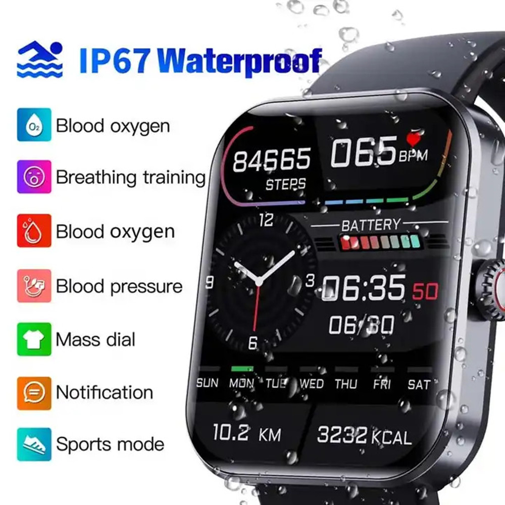 F57L Smart Watch Bloeddruk Hartslag Slaaptemperatuurbewaking Sportbewaking 1,91 inch touchscreen smartwatch