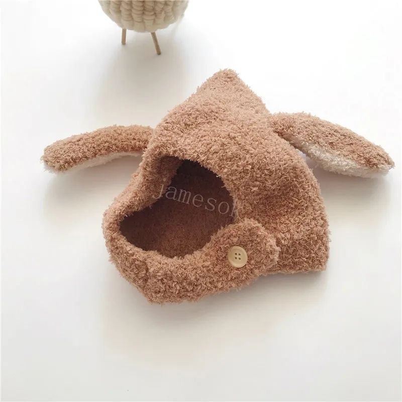 Chapéu bonito do bebê outono inverno orelhas de coelho macio pelúcia quente orelha boné crianças meninos meninas gorros cor sólida earflap chapéu de856