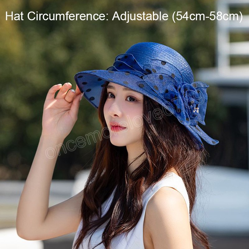 Fashion Fisherman Caps Floral Organza Dot Mesh Church Hat For Women Foldbar Wedding Party Hat Summer Beach Protection Sun Cap