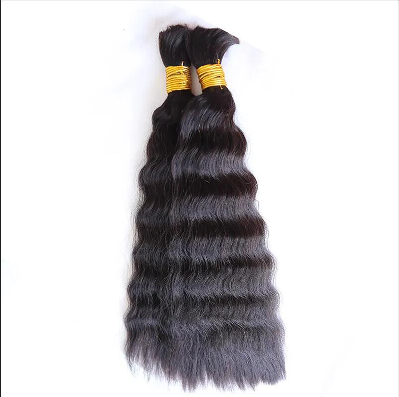 Micro Braiding Hair Human Virgin Hair Bulk Deep Wave No Weft Human Hair Braids Extension för flätning 3 stycken / parti