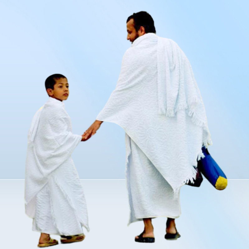 Vêtements ethniques Arabie Musulman Hajj Ihram Omra Serviette Hommes Prière Châle Pèlerinage Hydrophile Islamique Mecque Costume de Culte Turc3325985