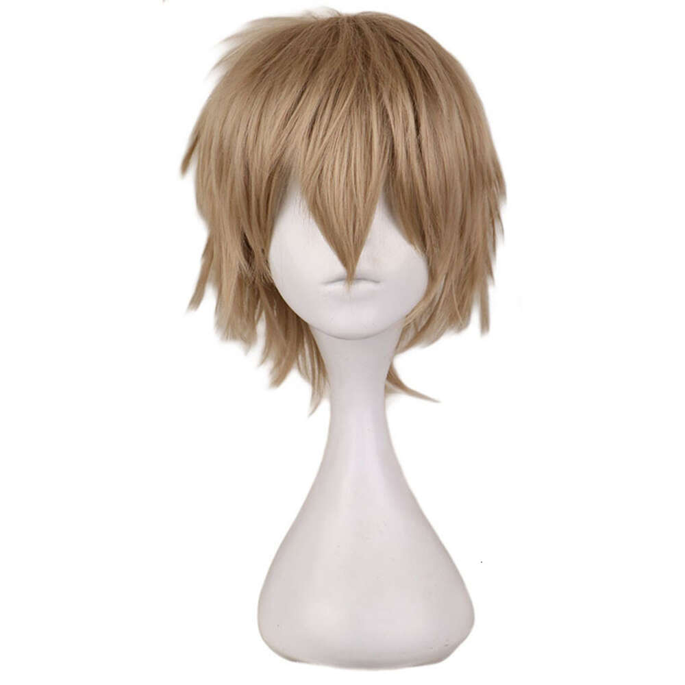 Short Cosplay Wig with Bangs for Men, Synthetic Hair, Anime Costume, Halloween Wigs, Black, White, Purple, Blonde, Red