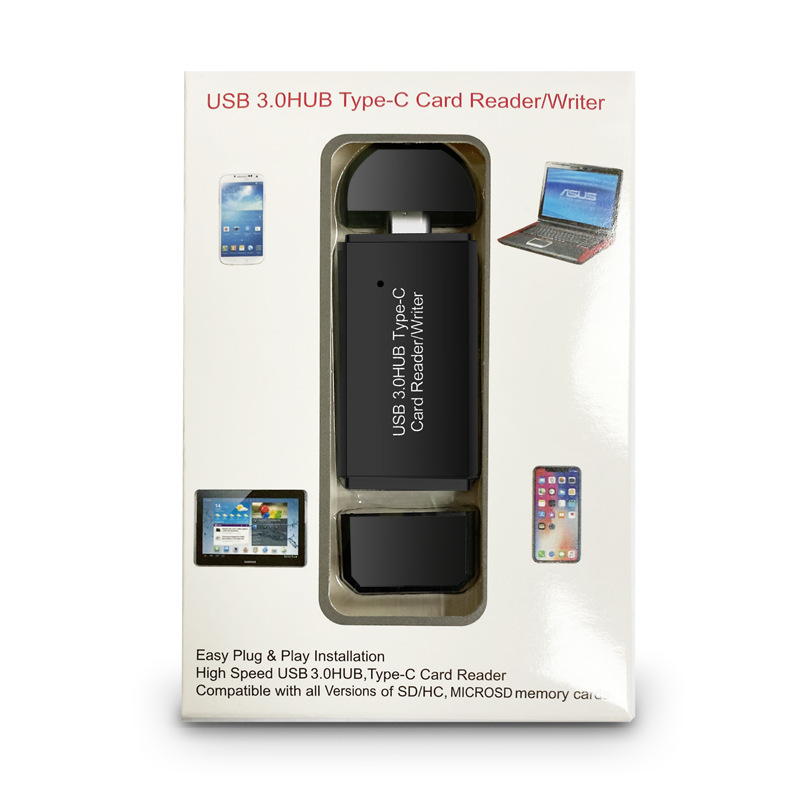 yc432 قراء بطاقة الذاكرة USB 3.0Hub Type-C Card Reader/ Writer 3 in 1 TF/ SD Type C Flash Drive Adapter