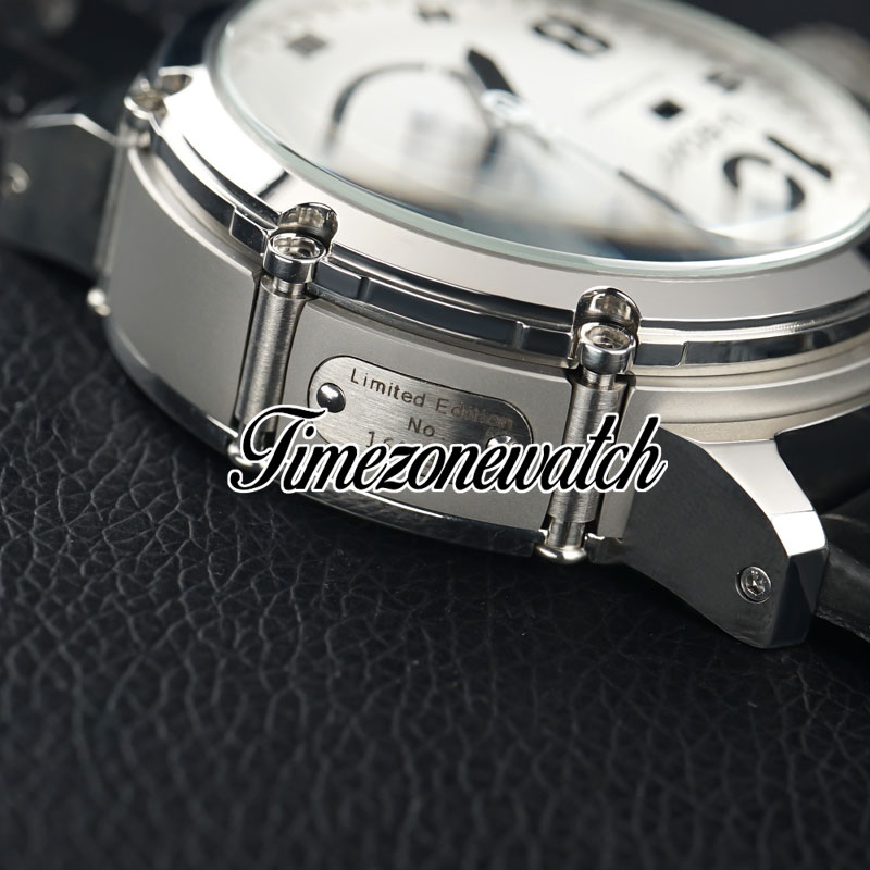 HSF canhoto de 50 mm U51 U-51 Relógio de quartzo cronógrafo chimera 7474 caixa de aço dial branco 50 mm de couro de parada de couro de novo relógios novos relógios twubzonewatch z01a