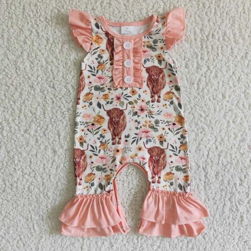 Criança ocidental vaca menino vaca menina floral sino calças crianças bebê menina boutique flor outfit atacado outono primavera crianças roupas