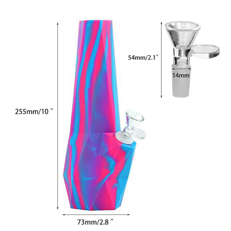 Färgglada silikonrör diamant stil bärbar bubblare filter torr ört tobaksglashandtag skål cigaretthållare vattenrör vattenrör bong rökrör