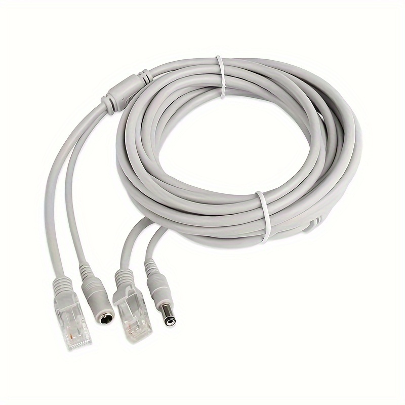 5M/10M Ethernet Lan Cable CAT5/CAT-5e RJ45 + DC Power Gray Cables for IP Network Camera NVR CCTV System