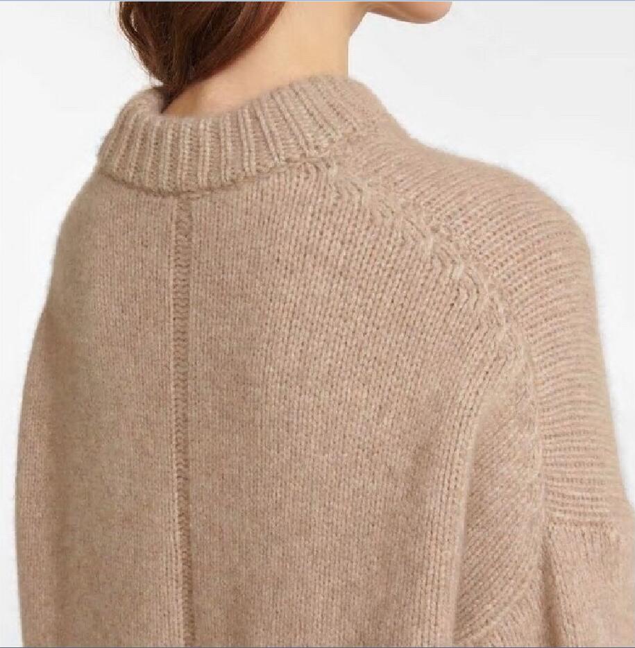 23 ~ R/ OW W połowie wysoki swetra szyi jesień/ zima minimalne luźne dopasowanie chłodny wiatr Sweater Knit