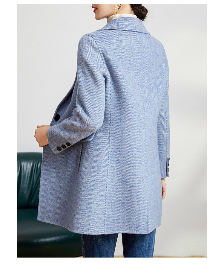 2023 Autumn/Winter New High end Mid length Double sided Cashmere Coat Women's Slim Fit Suit Collar Woolen Coat