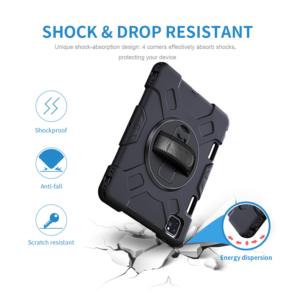 360 Поверните ручной ремешок Shockprof Kidstand Shell для iPad Mini 4 5 6 воздух 2 10,5 Pro 9,7 11 12,9 2021 Smart Cover