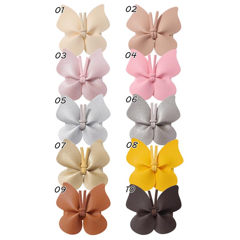 Mini épingle à cheveux papillon pour bébés filles, pince à cheveux en cuir glacé, Barrettes à nœud solide, accessoires de coiffure pour enfants