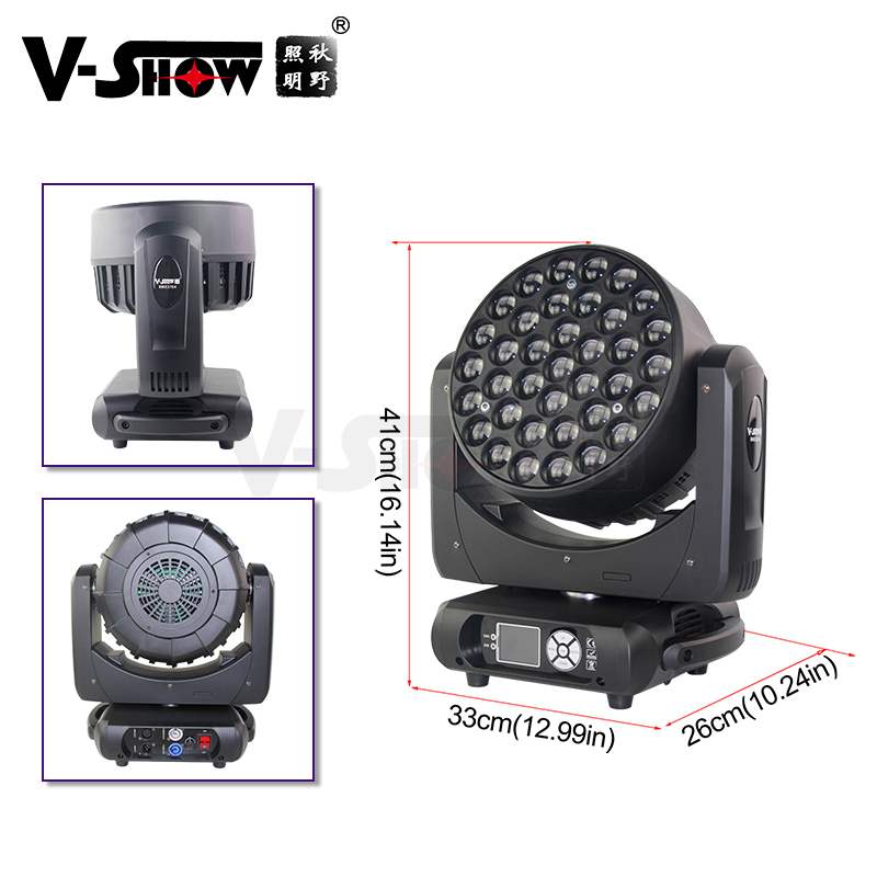 V-show 37*15W RGBW 4in1 LED Moving Head Light Hög ljusstyrka Beam Wash Zoom