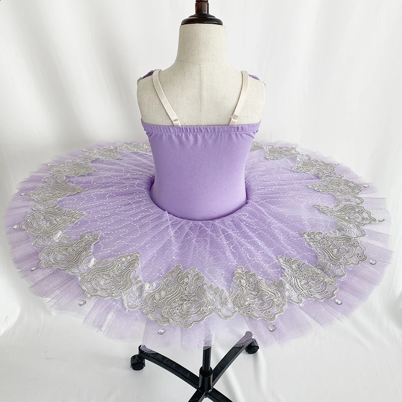 Dancewear azul pássaro roxo profissional ballet dança tutu plissado bordas clássico ballet tutu vestido para meninas desempenho feminino 231102