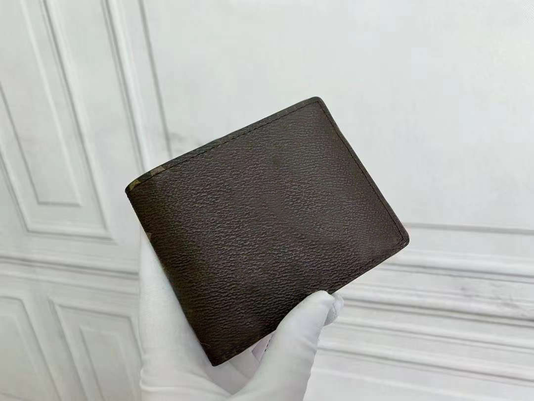 Designer män plånbok mens handväska högkvalitativa vikta plånböcker korthållare äkta läder plånbok blommor serienummer datum kod med or256z