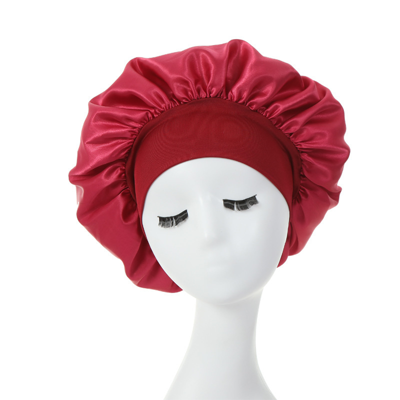 Chapeau de couchage en satin solide à larges bords pour femmes, unisexe, bandeau élastique, soins capillaires, Bonnet de nuit, bonnet de nuit, casquette de chimiothérapie