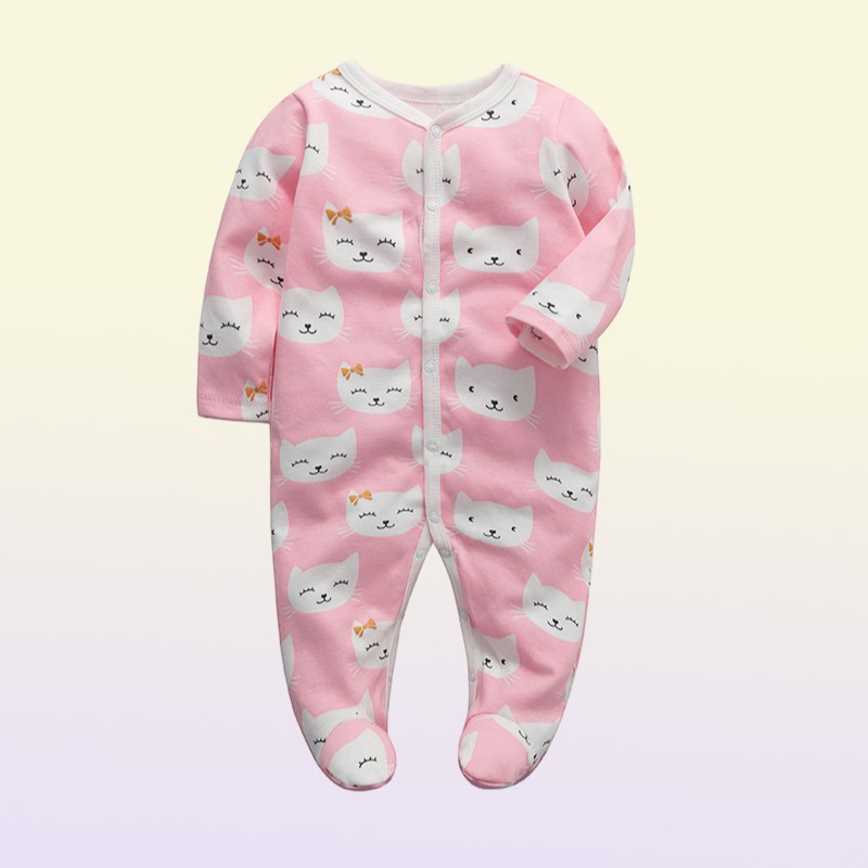Ubrania dla dzieci nowonarodzone Sleeper niemowlę Jobsek długi rękaw 3 6 9 12 miesięcy bawełniana piżama nowo narodzone dziewczyny odzież 292T6863413