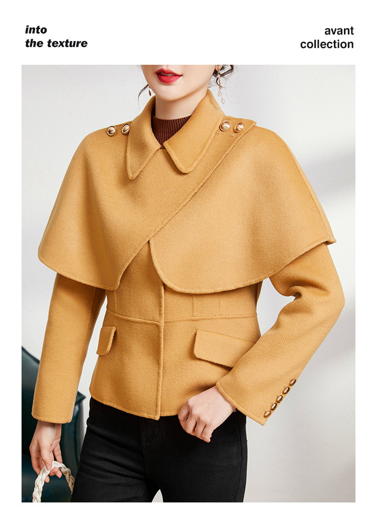 Double faced cashmere coat for women's short 2023 autumn/winter new small man cloak for two wear