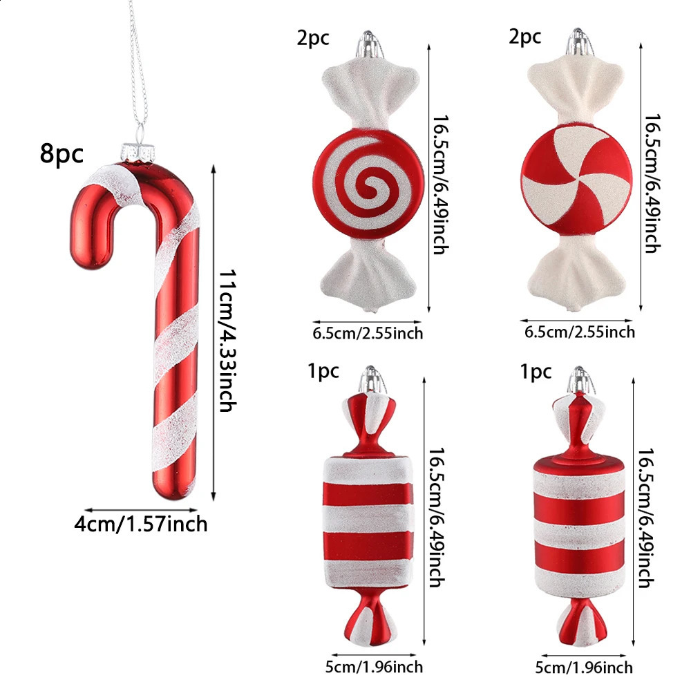 クリスマスの装飾1セットビッグロリポップキャンディケインツリーハンギングペンダントノエルクリスマスギフト年装飾品2023ホーム231123