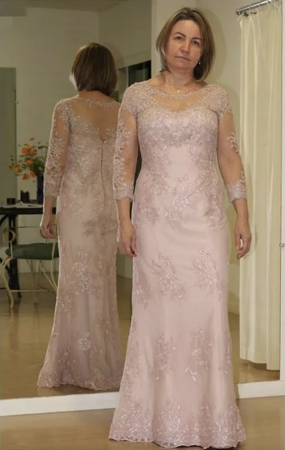 2023 Illusion mère de la mariée robes encolure dégagée dentelle appliques tulle manches longues robe de mère plus la taille robe de soirée robe de mariée