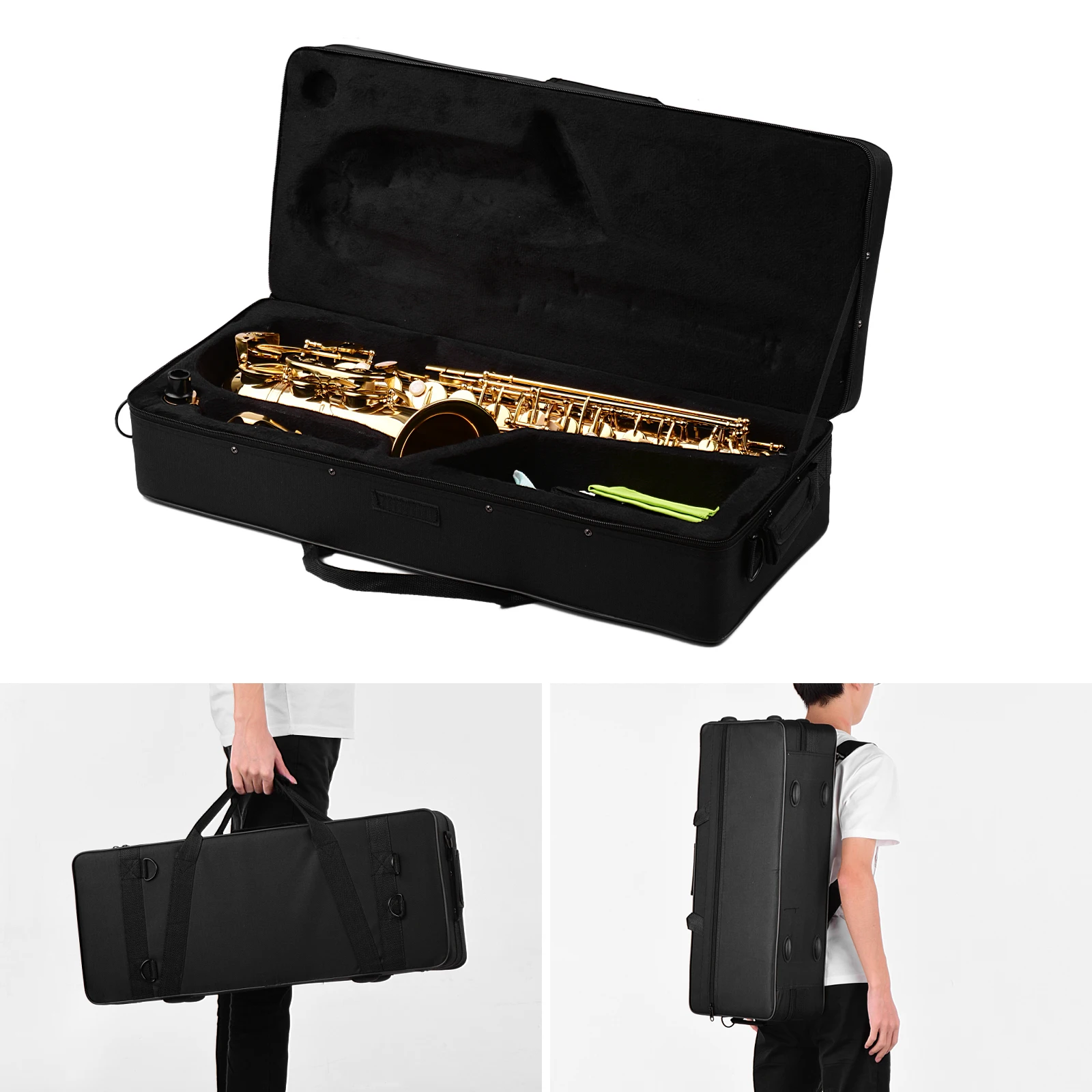 EB Alto Saxophone mässing Lacked Gold E Flat Alto Sax Woodwind Instrument med bärväska handskar remmar borste av saxtillbehör