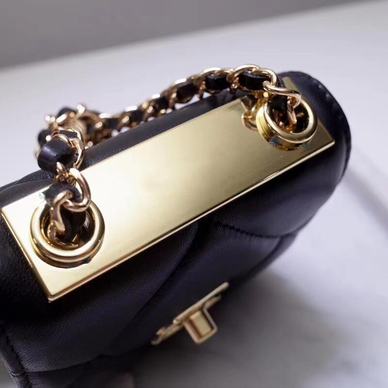 Mini borsa a tracolla da donna in pelle con motivo diamante Borsa a conchiglia con catena in metallo di montone con confezione regalo