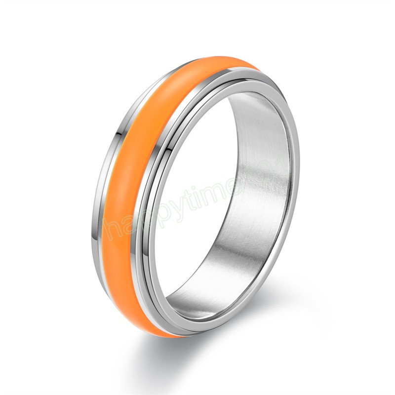 Titanium roestvrijstalen nachtgloed roterende lichtgevende ring voor mannen vrouwen angstbestendige vingerringen sieraden accessoires