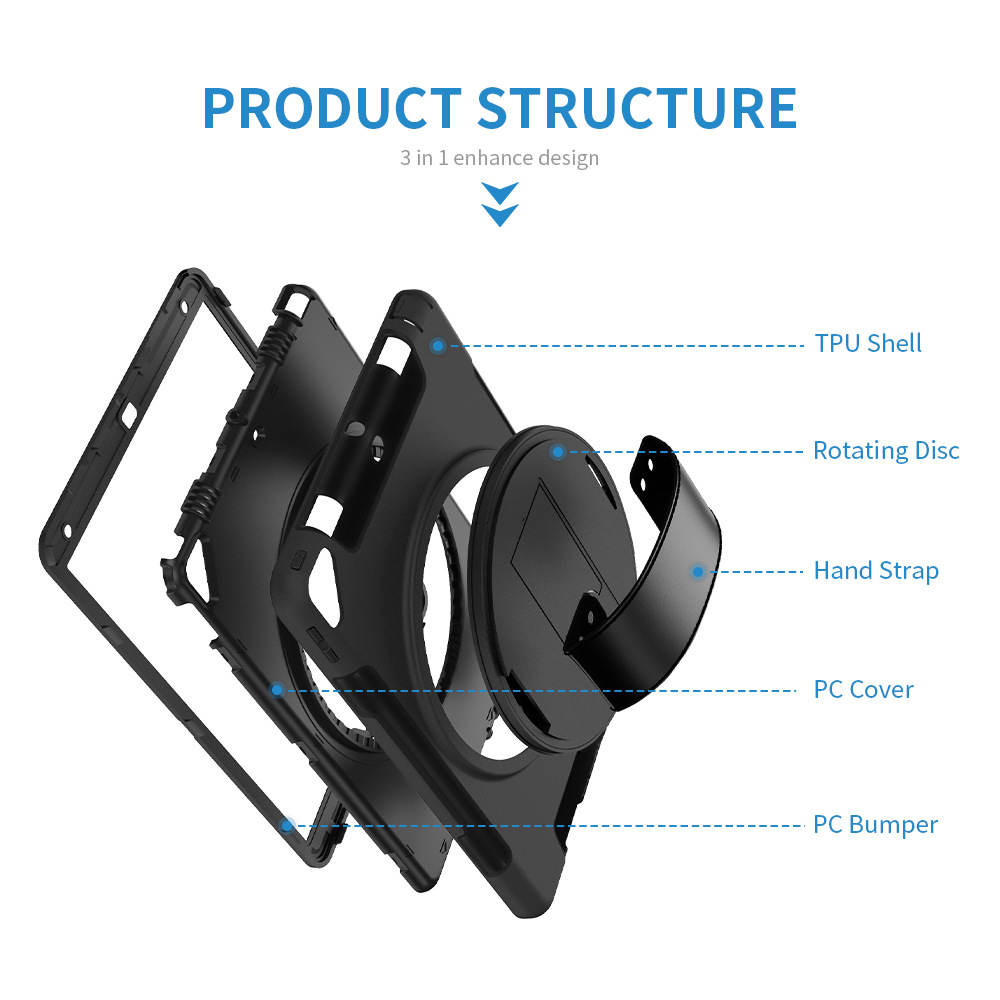 Schokbestendige heavy duty standaard tabletkastdeksel voor iPad Pro 11 12.9 AUR 4 10.9 AIR 5 2022 MINI 6 360 Rotatie -koffers