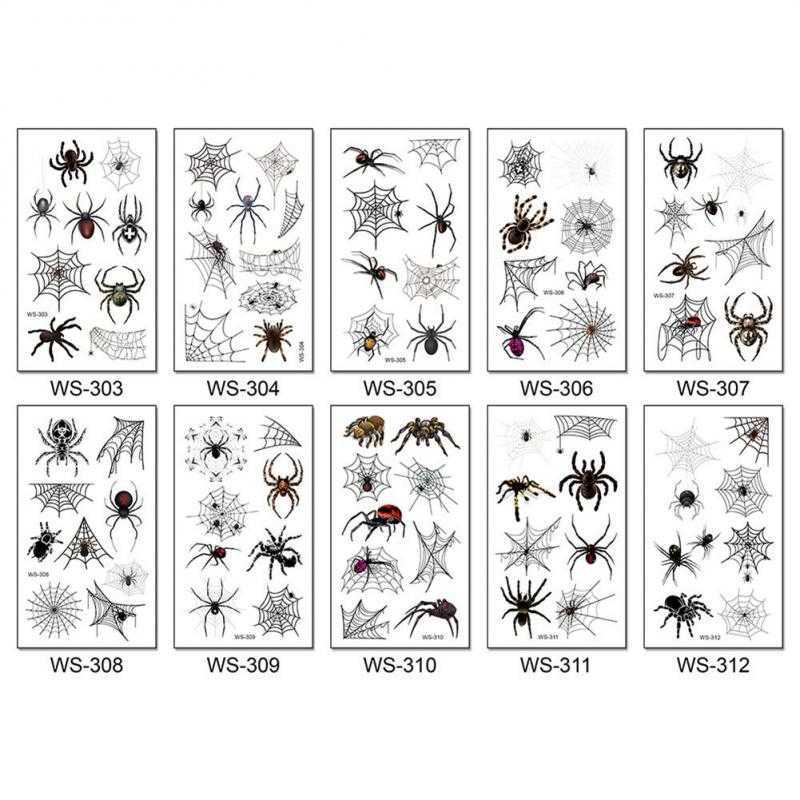 Temporary Tattoos Horror Dark 3D Spider Temporary Tattoo Stickers For Halloween Waterproof Hand Arm Body Art Fake Tattoo Sticker Women Men Z0403