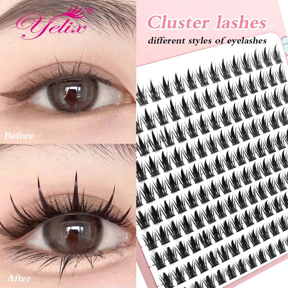 Falska ögonfransar Yelix 160 kluster Anime Lashes Cosplay Lash Wispy Japanese Makeup Spikes Eyelashes Strands Eyelash 231102