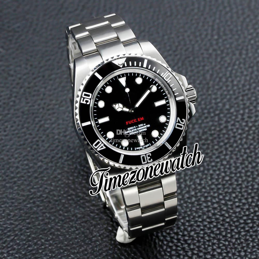 SFF EM ASIAN 2813 AUTOMATISK MENSKRAV Keramik Bezle Black Dial No Date rostfritt stålarmband Me Super New Watches TimezoneWatch Z01