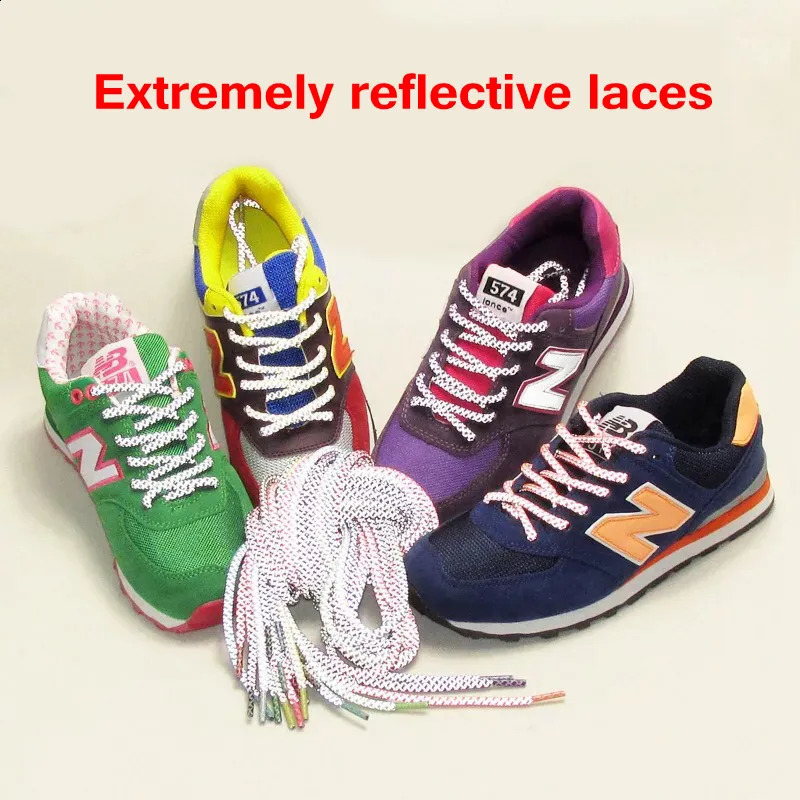 Shoe Parts Accessories Reflective Shoelaces Top Quality Round Shoe Laces Boots and Sneaker Shoelace Length 100cm 120cm 140cm 160cm 231102