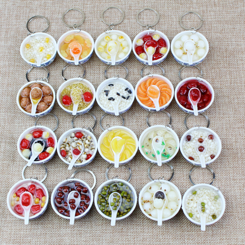Simulatie Food Key Chains Noodle Creative Keychain Food Bowl Mini Bag Hanger For Men Women Gift Charm Bag -geschenken