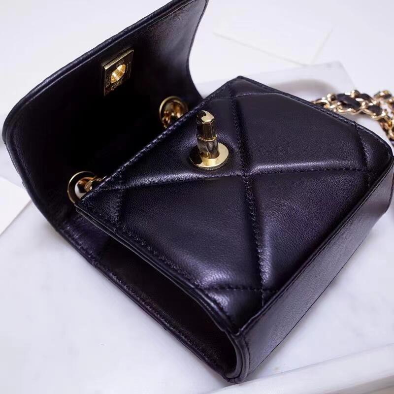 Mini borsa a tracolla da donna in pelle di pecora con motivo diamante check Borsa a conchiglia con catena in metallo con confezione regalo