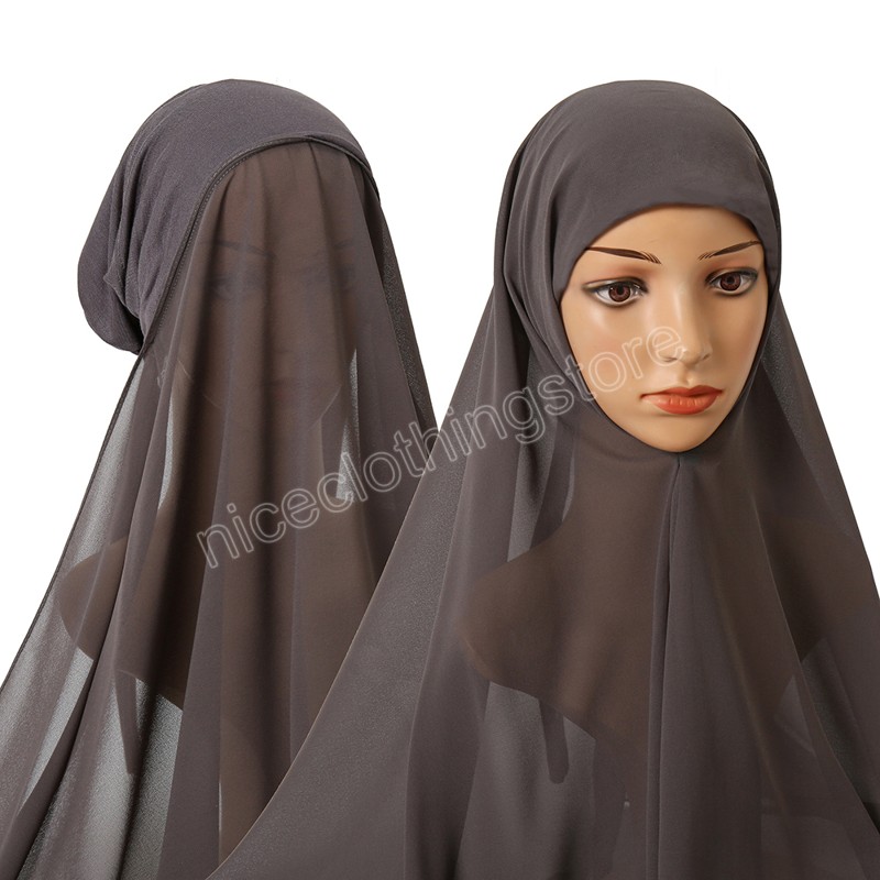 Mulheres muçulmanas chiffon hijab com boné de boné instantâneo chiffon hijab shawl cabeça de cabeça sob tampas de cachecol tampa de touche headwrap turbante