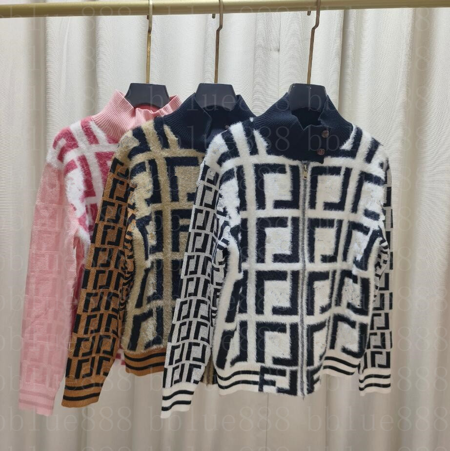 24 pull tricoté pour femmes, manteau en polaire de vison, cardigan à fermeture éclair, 3 couleurs, pull Vintage Simple, 1102