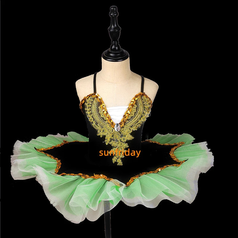Vêtements de danse Jupe Tutu de Ballet professionnelle verte pour enfants vêtements de performance pour filles jupe moelleuse vêtements de performance performance institutionnelle 231102