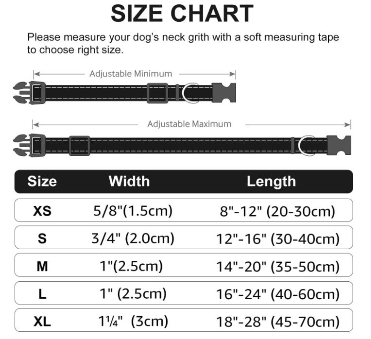 Colliers réfléchissants pour chiens, rembourrés en néoprène souple, en nylon respirant, réglables pour chiens de petite, moyenne et grande taille, 5 tailles multicolores