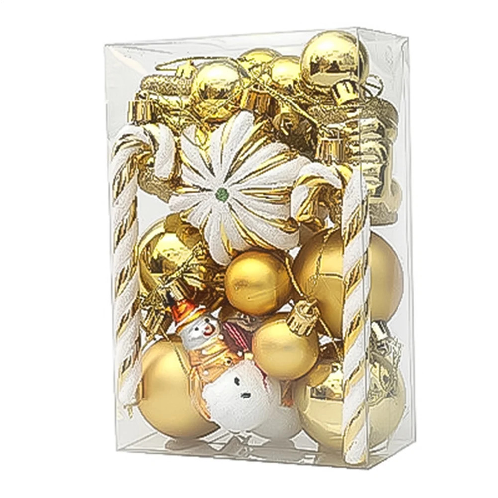 Decorazioni natalizie 1 scatola di palline miste ornamento rosso bianco oro albero di natale appeso pendenti con palline la casa Navidad Noel 231102