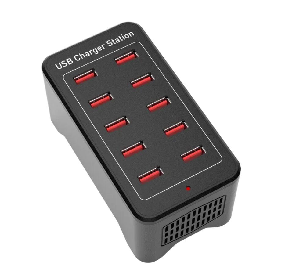 10 портов 20A 100W 50W USB Charger Smart USB -зарядная станция HUB Несколько быстрого зарядки для телефона ПК на столе