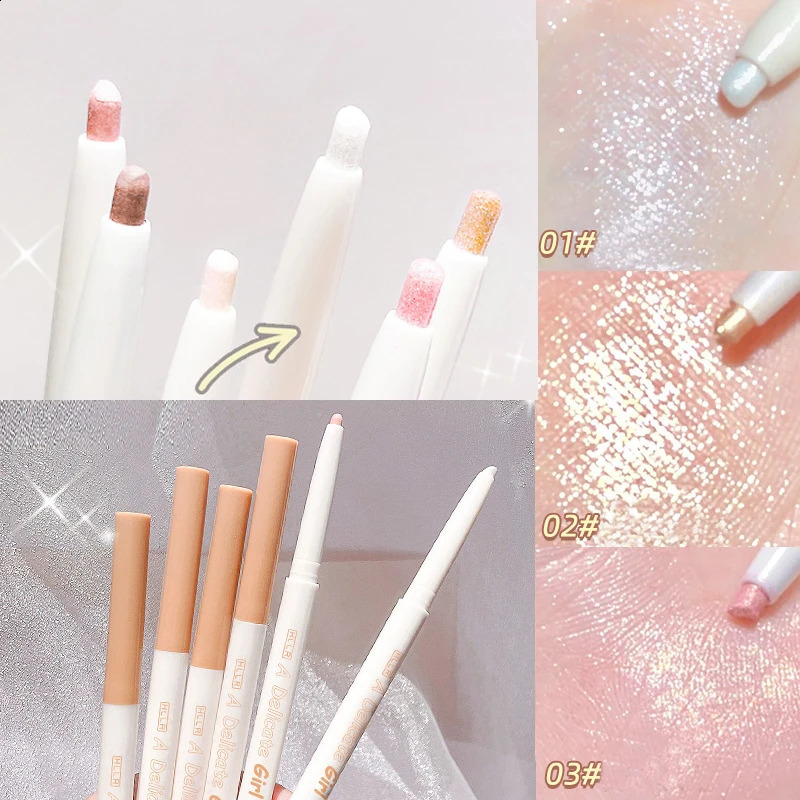 Ombretto Diamante Glitter Ombretto Matita Trucco occhi Evidenziatore Impermeabile Rosa opaco Baco da seta Penna eyeliner oro champagne 231102